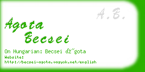 agota becsei business card